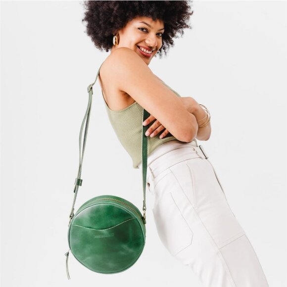 ⚡Portland Leather Women Cowboy Mint Imported Goods Circle Handmade Crossbody Bag - Picture 5 of 6